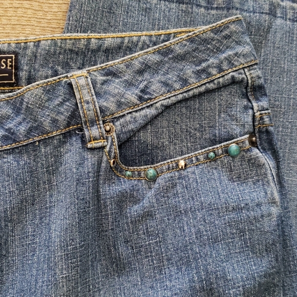 Turquoise/stud accented jeans Size 16 low rise EUC - Picture 4 of 13